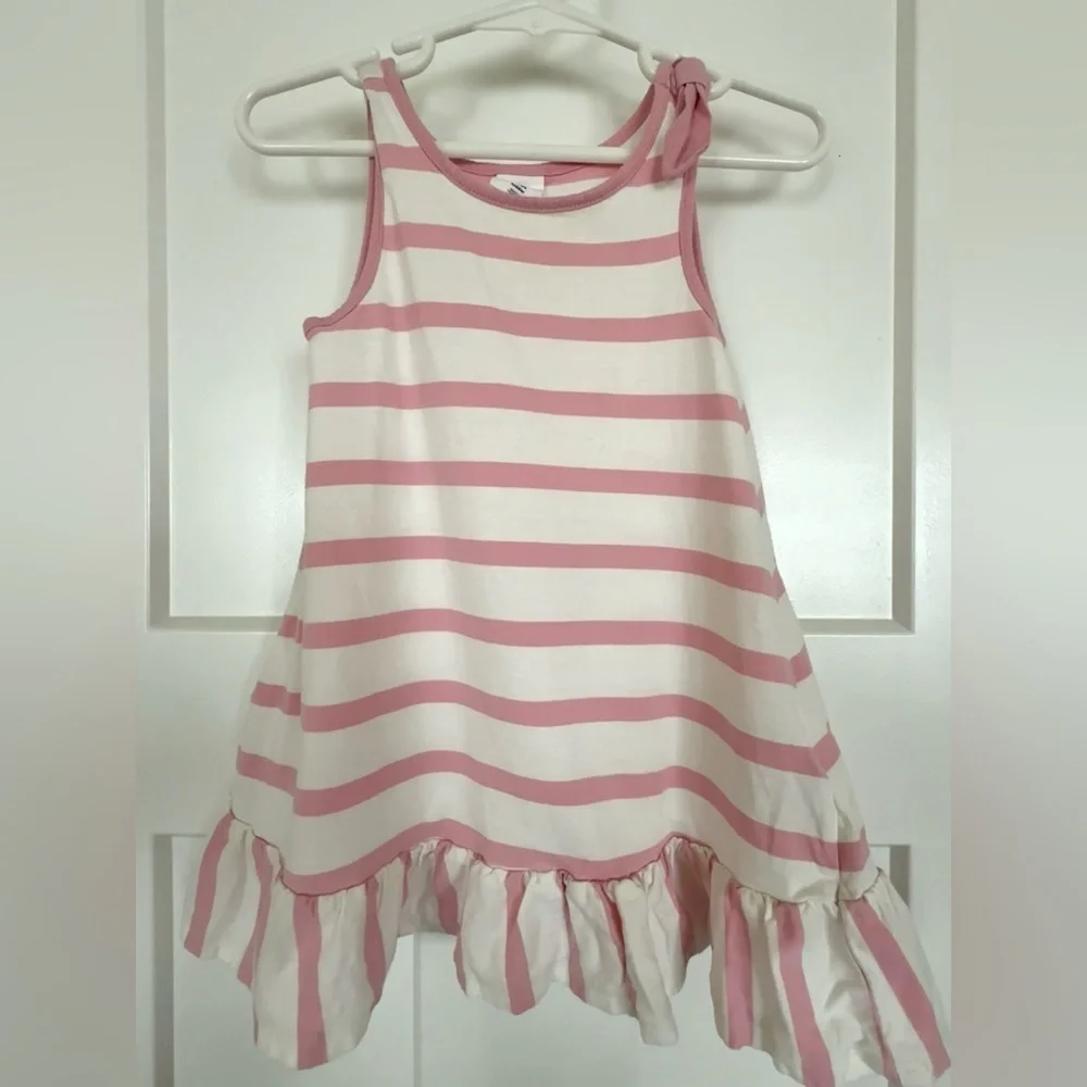 Baby GAP Pink & Off-White Stripe Ruffle Hem Dress | Toddler Girl 2T